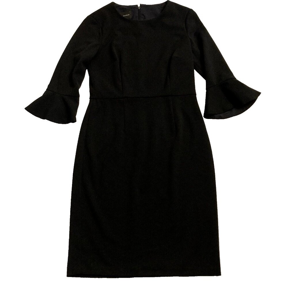 Donna Morgan Sheath Basic Dress Black 3/4 Bell Sleeve Women's 4